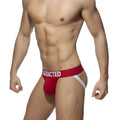 Red addicted branded my basic jockstrap briefs with white trim and supportive form fitting design