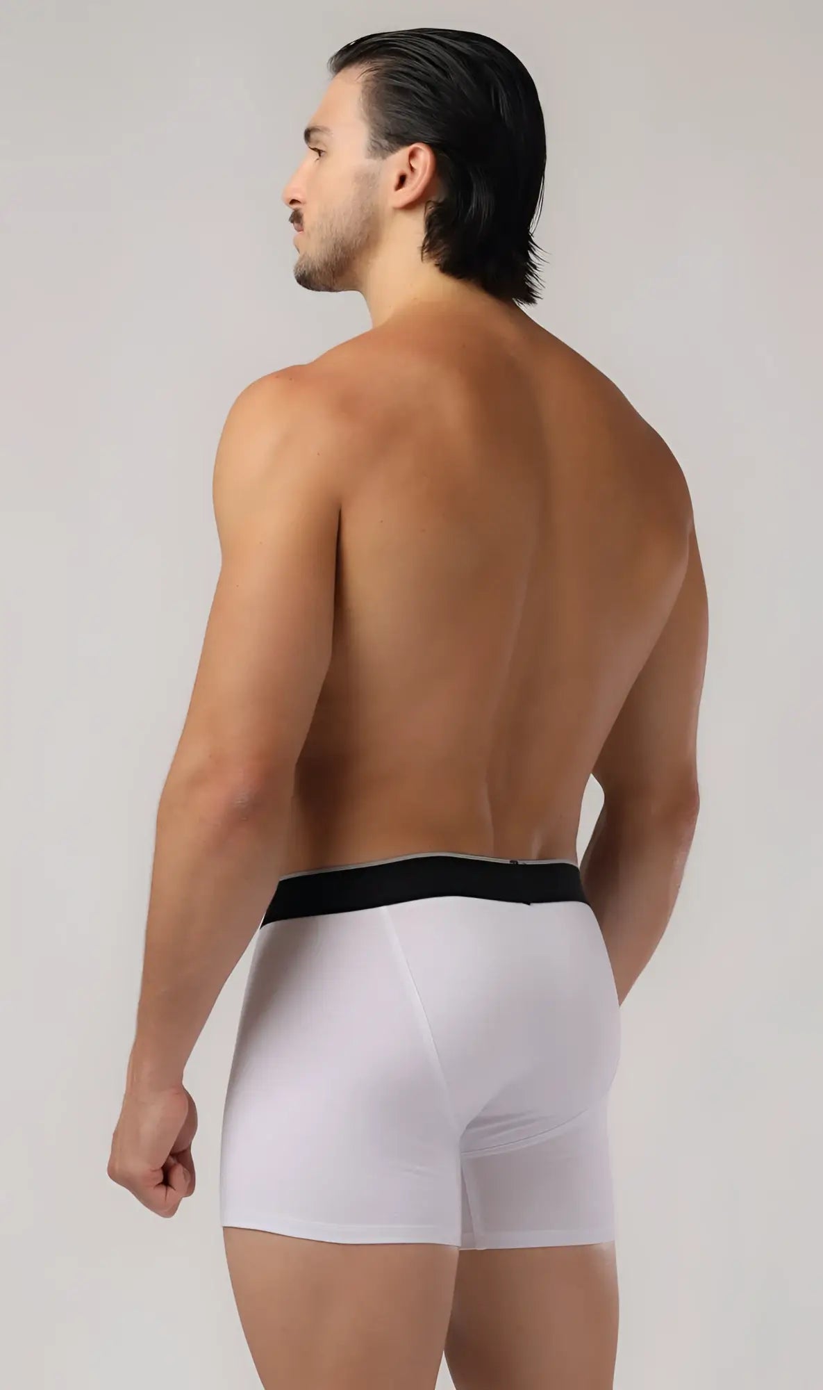Basic trunks white boxer briefs with black elastic waistband offering comfortable daily wear