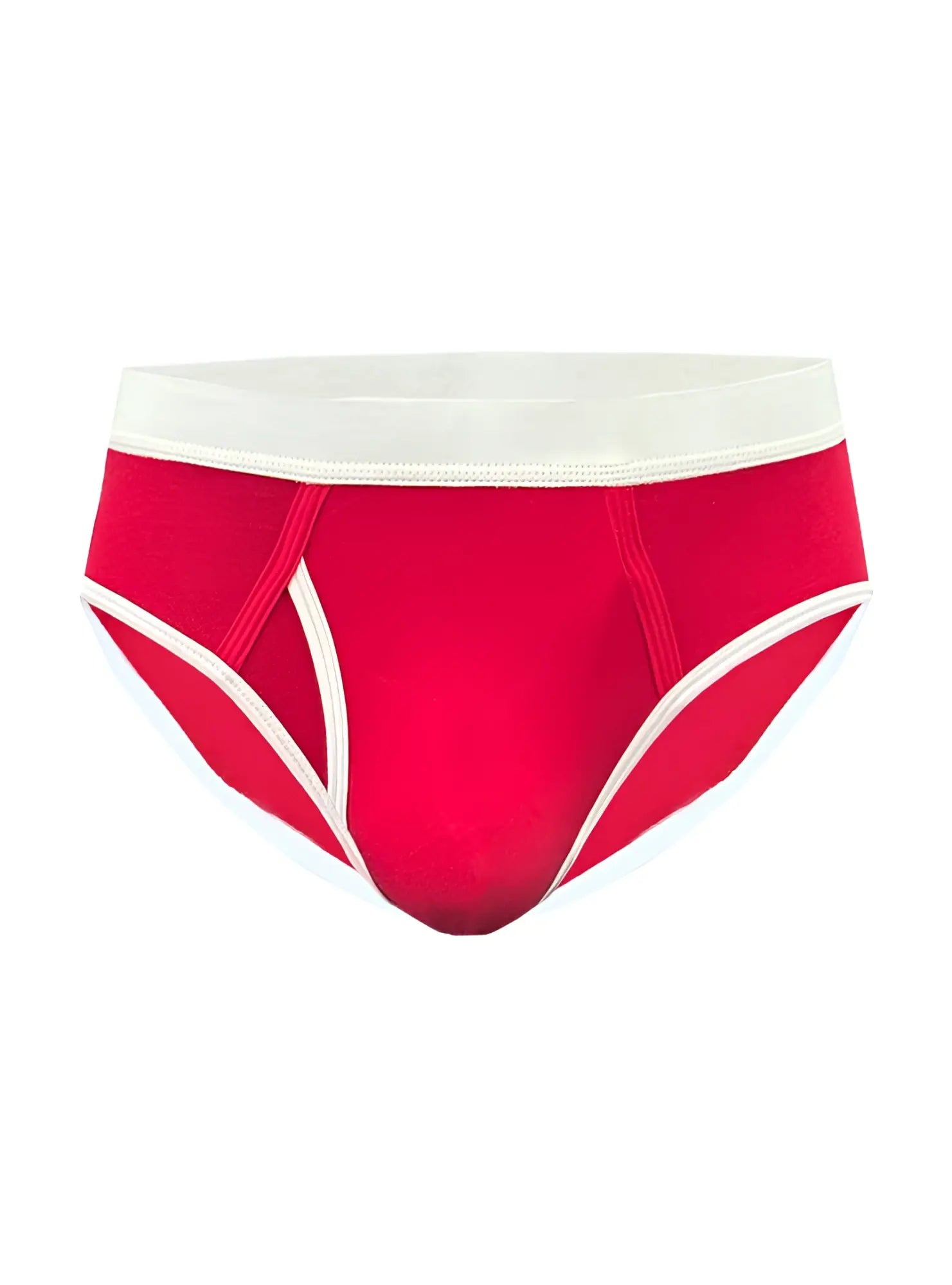 Basix comfort brief in red with white elastic waistband and trim designed for all-day comfort and support
