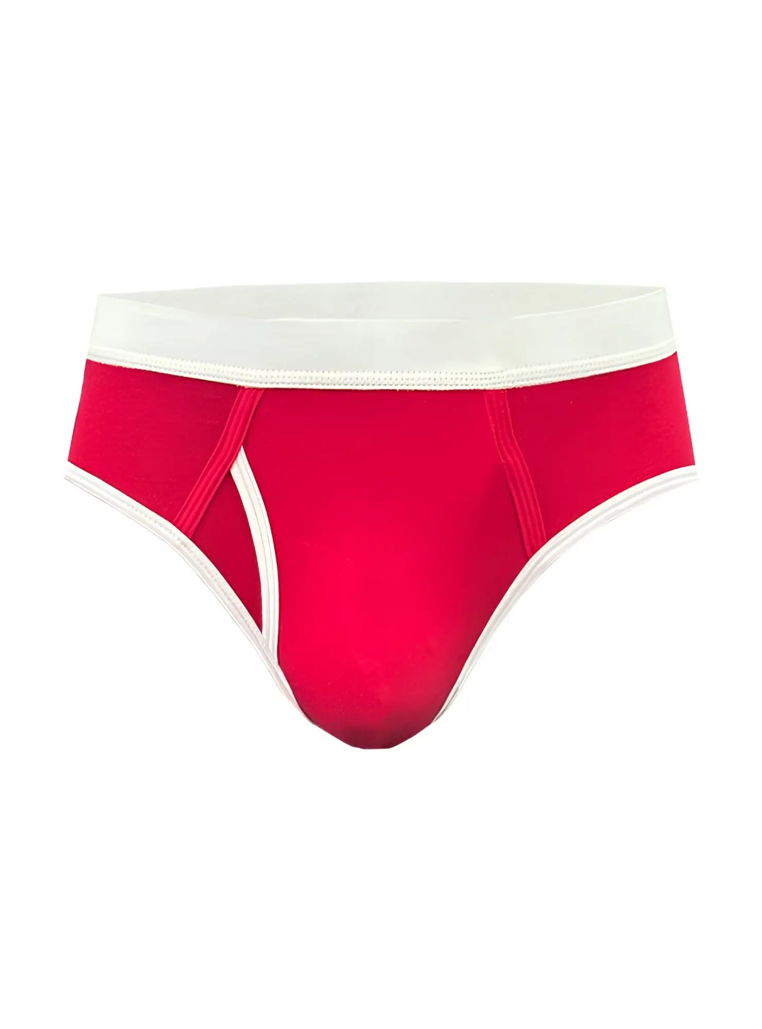 Basix Comfort Brief red briefs with white elastic waistband and trim designed for all-day comfort and support