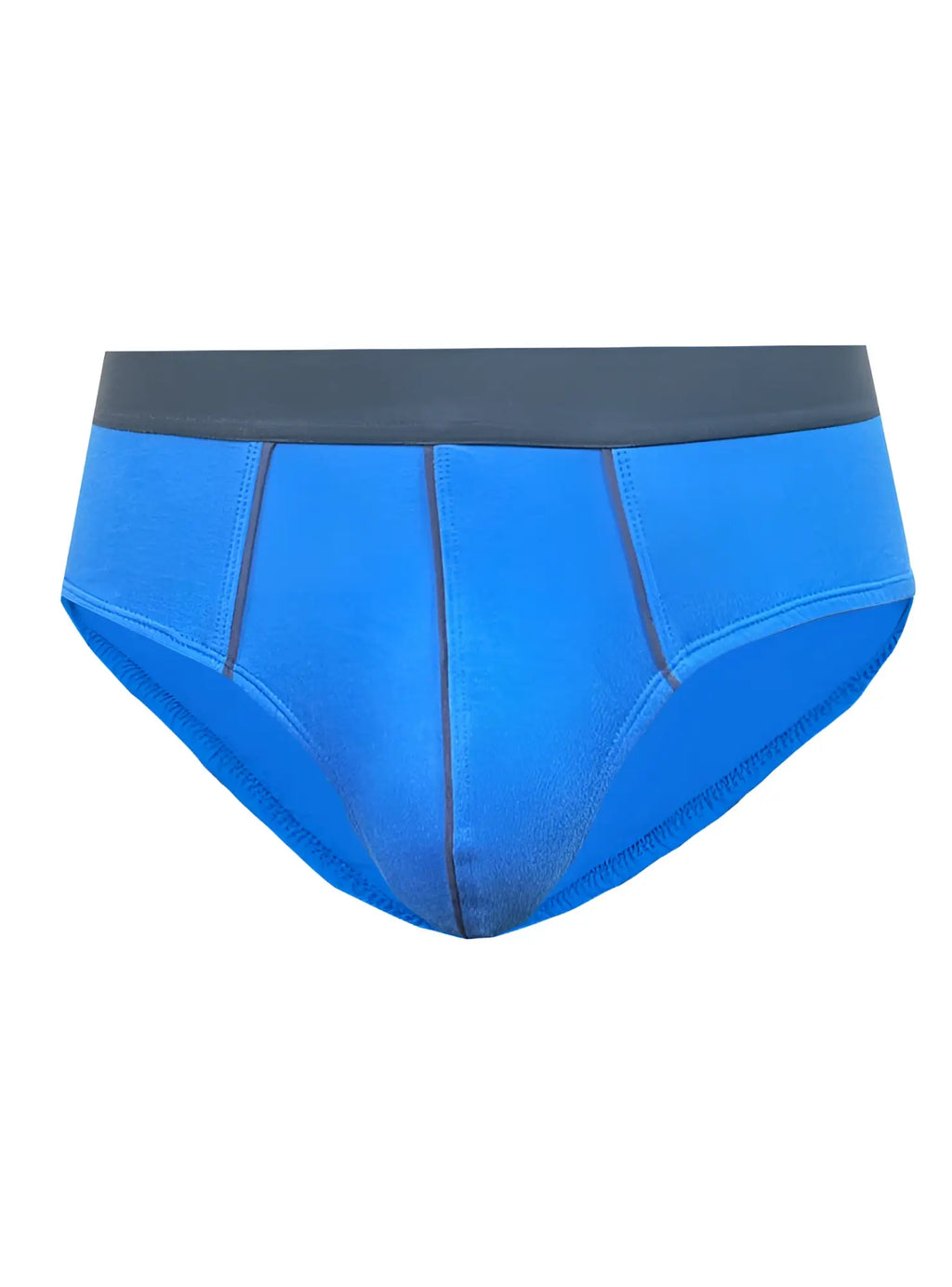 Bright blue basix comfort contrast brief with dark gray waistband designed for all-day comfort and support