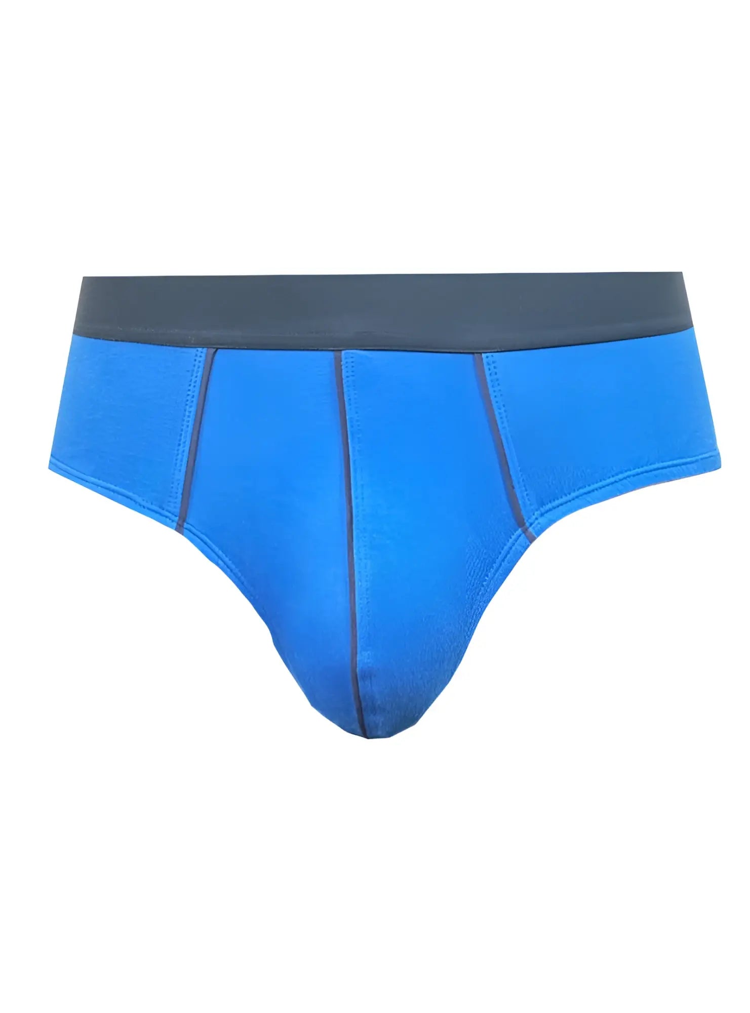 Basix comfort contrast brief bright blue briefs with dark gray waistband and matching stitching for everyday comfort