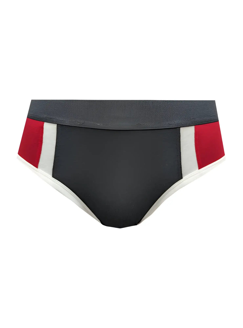 Basix Comfort Jock black red and white striped briefs with textured waistband for comfortable support