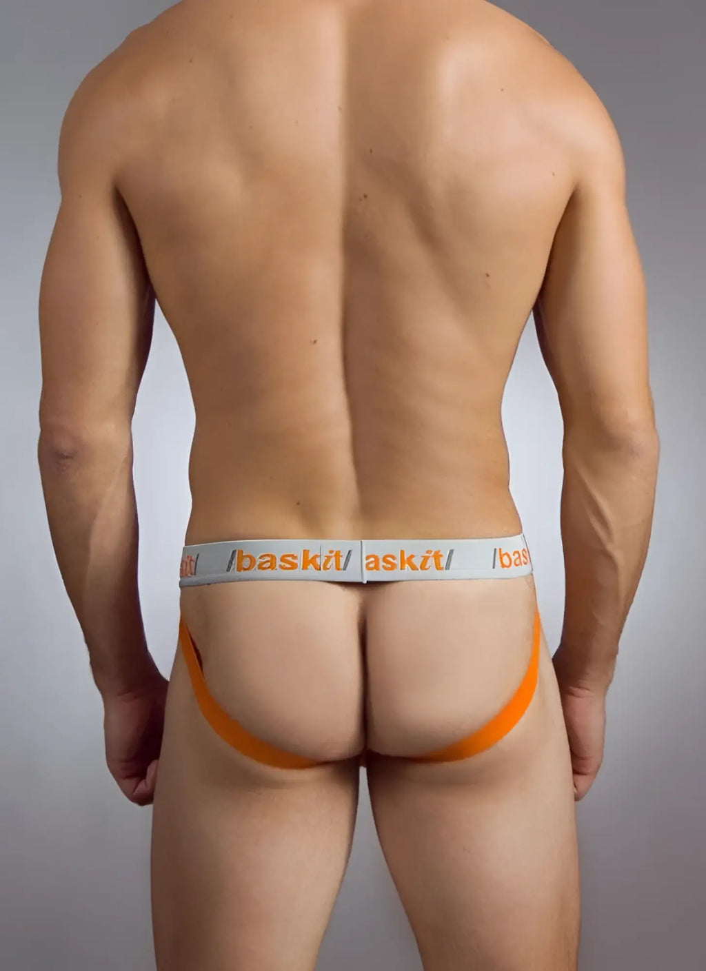 Orange and white baskit action cool all mesh jock strap briefs with snug athletic fit size xl vermillion orange