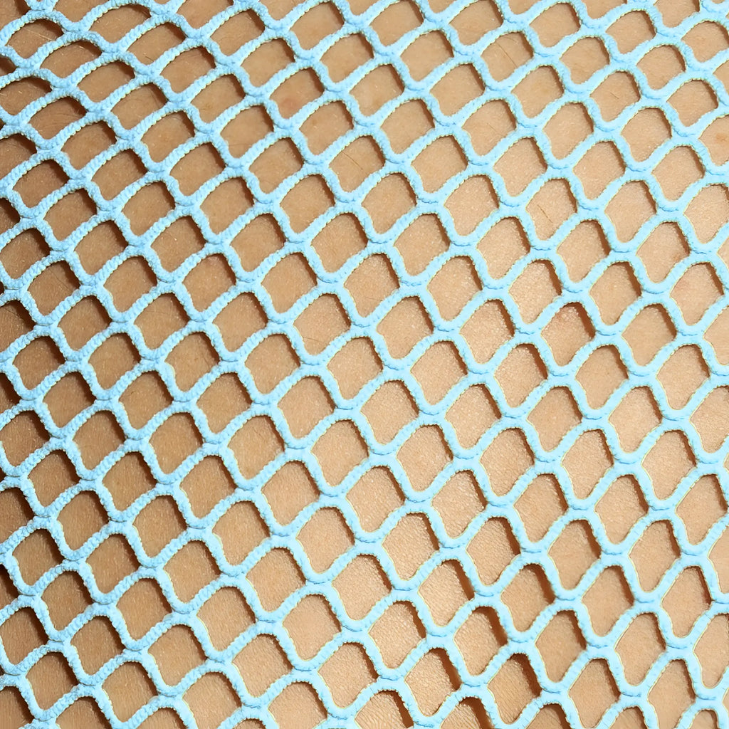 Light blue mesh beachy net tank top with diamond shaped pattern ideal for casual summer wear