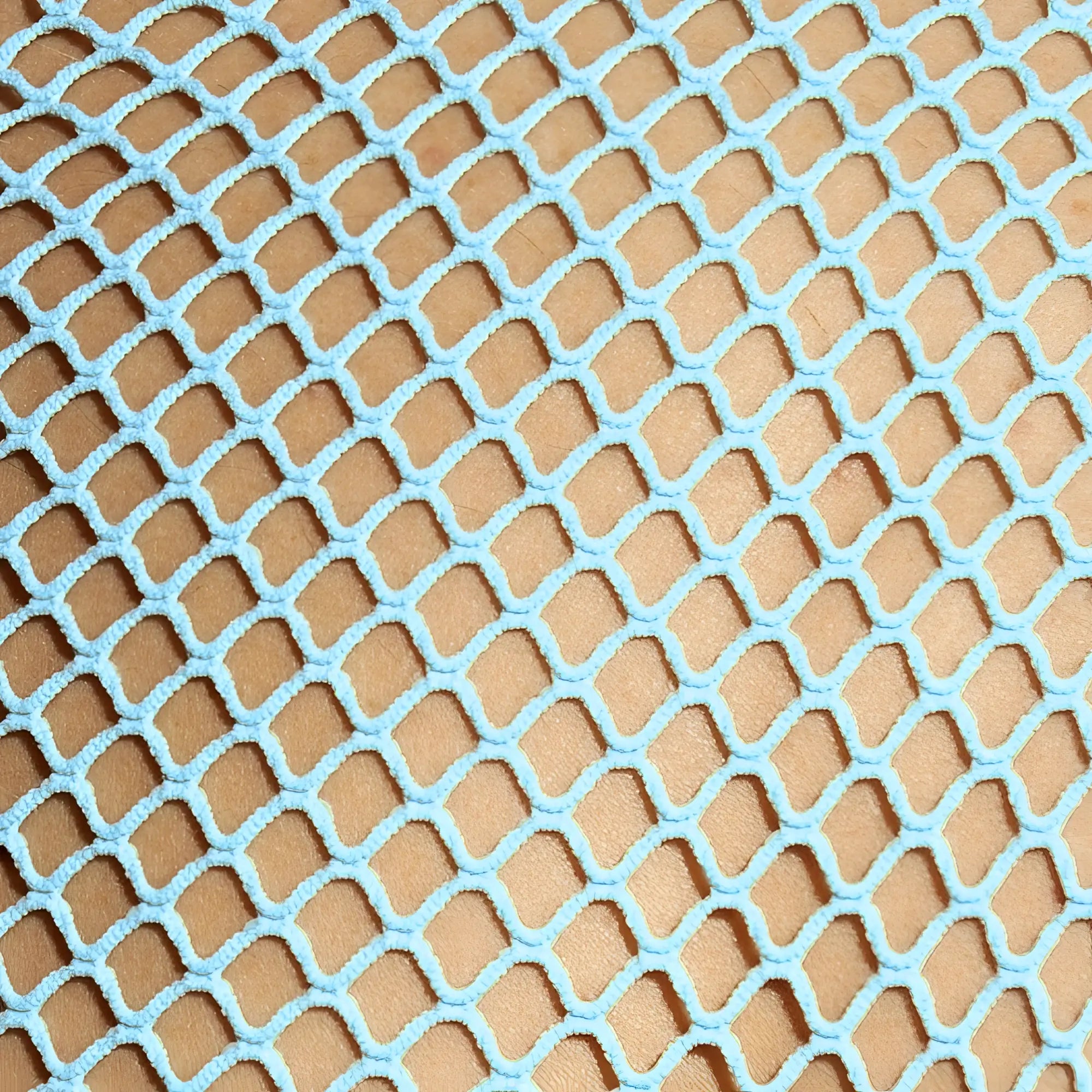 Light blue mesh beachy net tank top with diamond shaped pattern ideal for casual summer wear