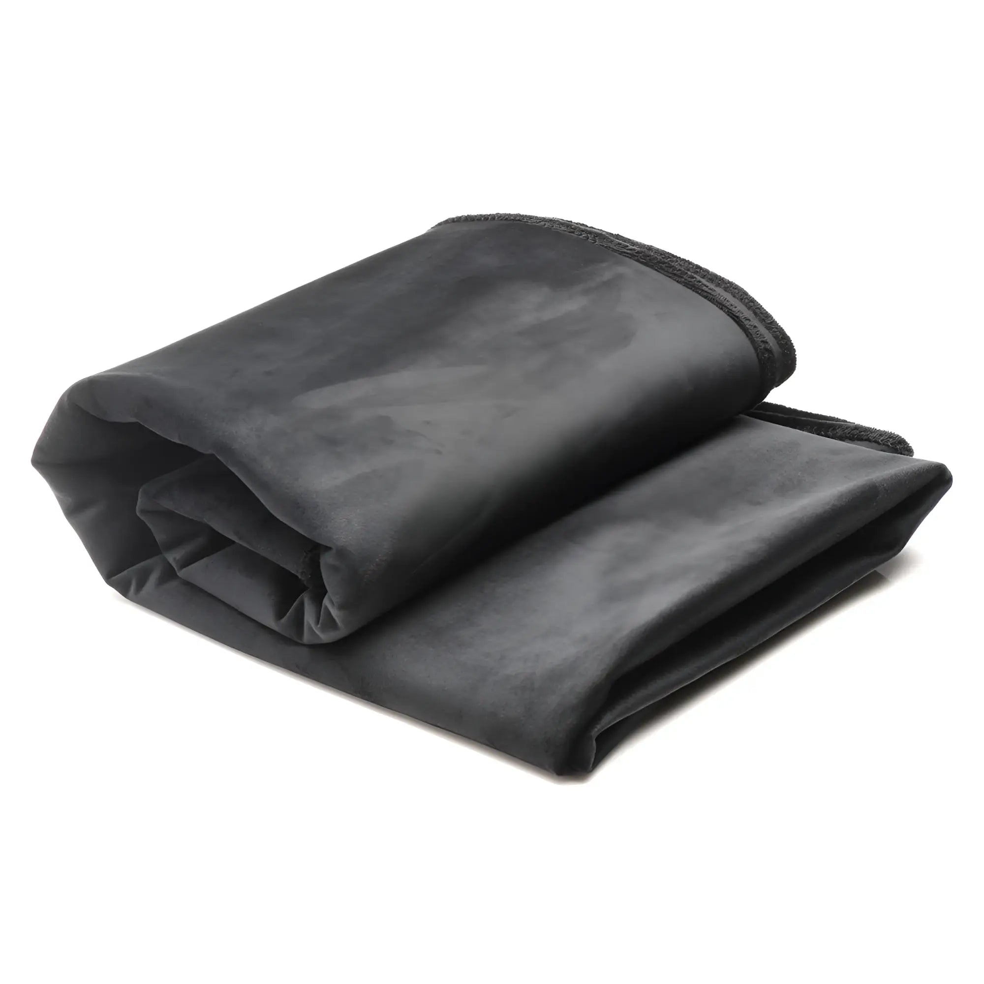 Bedroom Bliss waterproof throw blanket in a soft, folded dark grey velvet material against a white background.