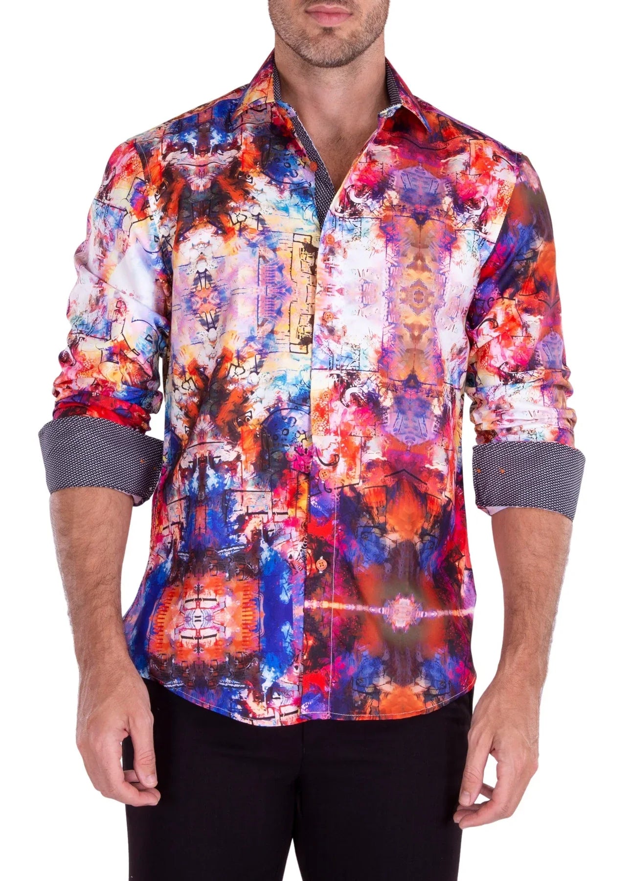 LANGARMSHIRT MIT AQUARELL-KUNSTDRUCK