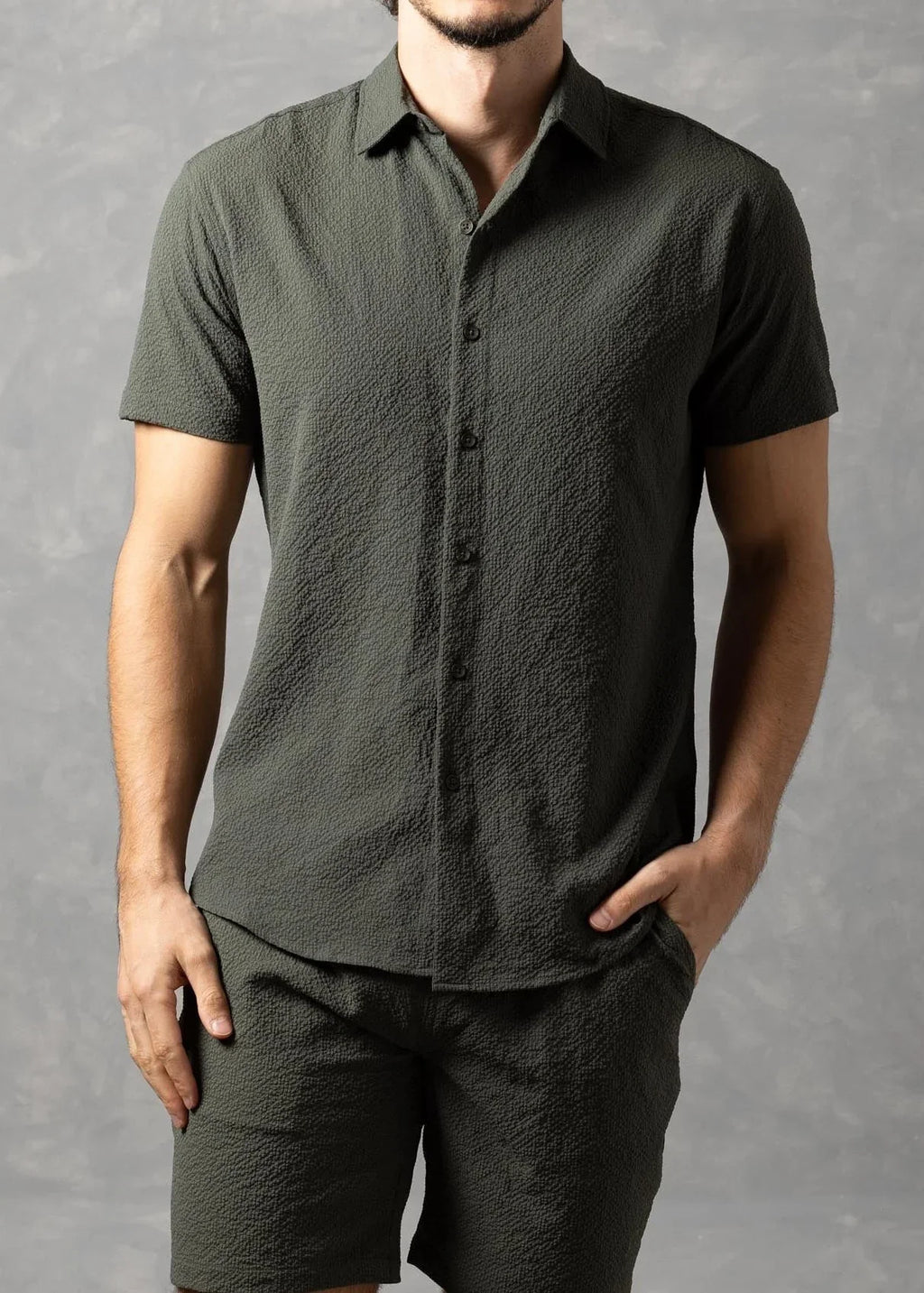 Bespoke Moda Men's Sorento Textured Resort S/S Shirt