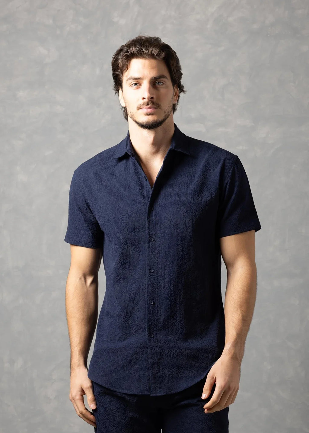 Bespoke Moda Men's Sorento Textured Resort S/S Shirt