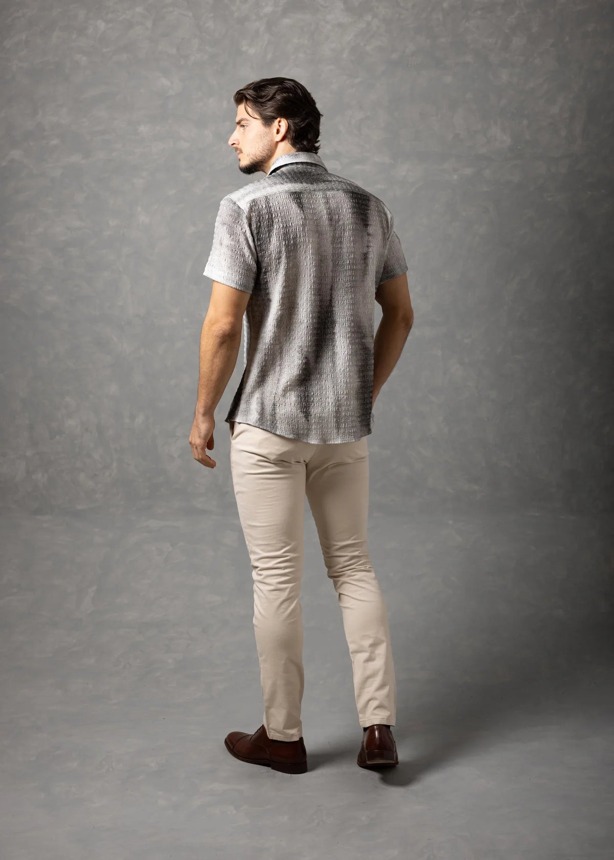 Bespoke Moda Men's Tonal Textured Knit S/S Shirt - White