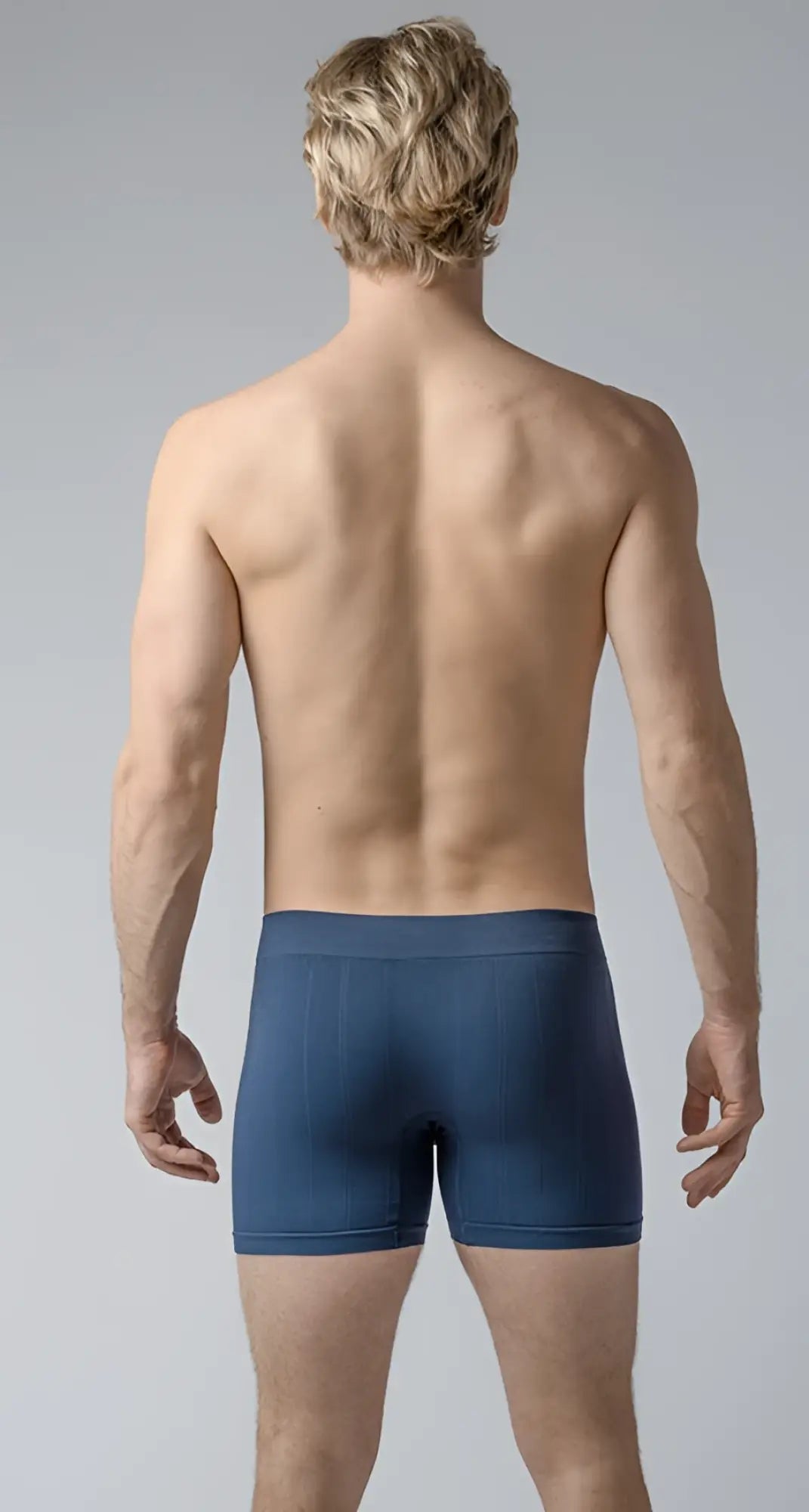 Navy blue seamless boxer briefs from Best Trunks made with soft fabric for all-day comfort