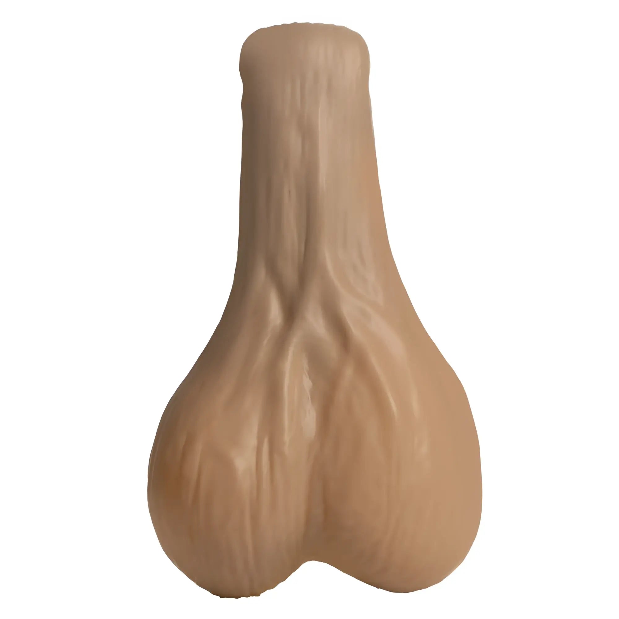 Big Ballers Large Truck Nuts in a tan, textured, anatomically-shaped design on a white background.