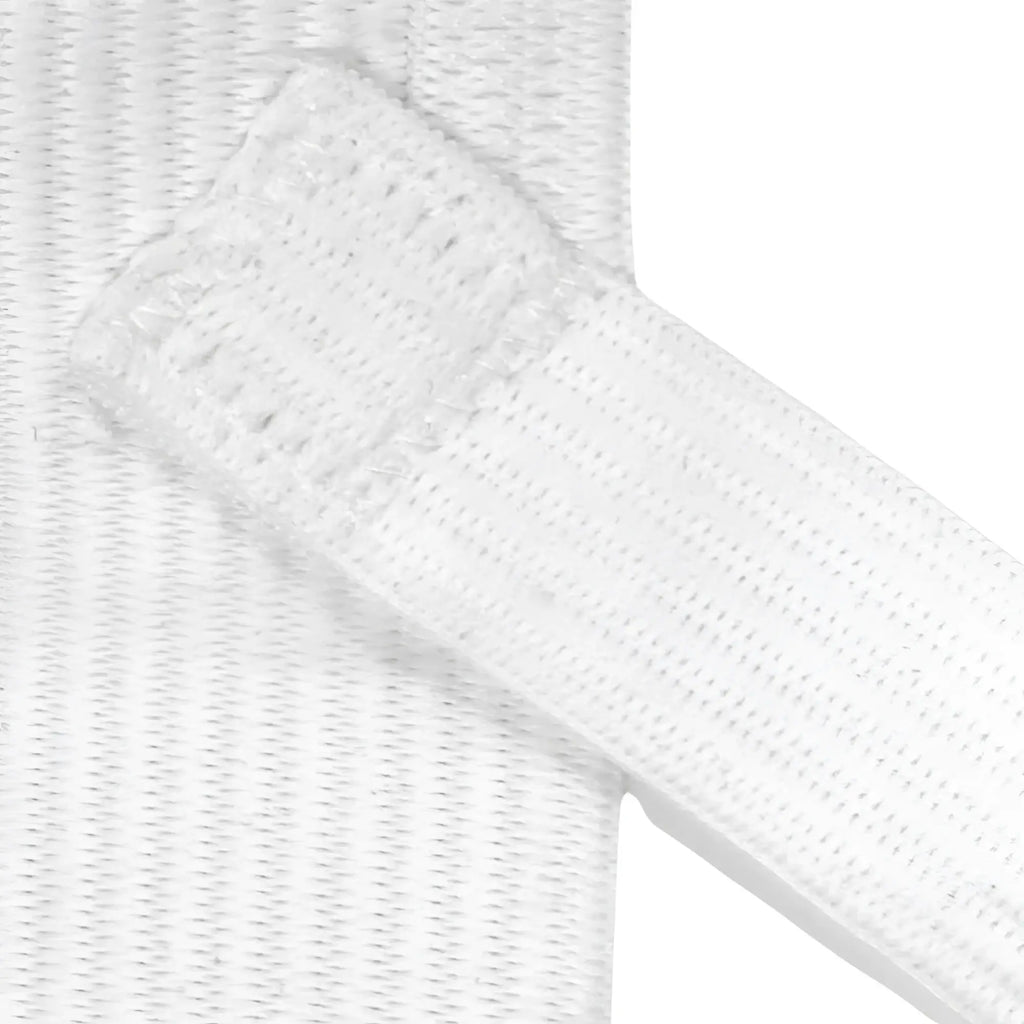 White elastic strap with woven texture and reinforced edge on big mans athletic supporter jockstrap