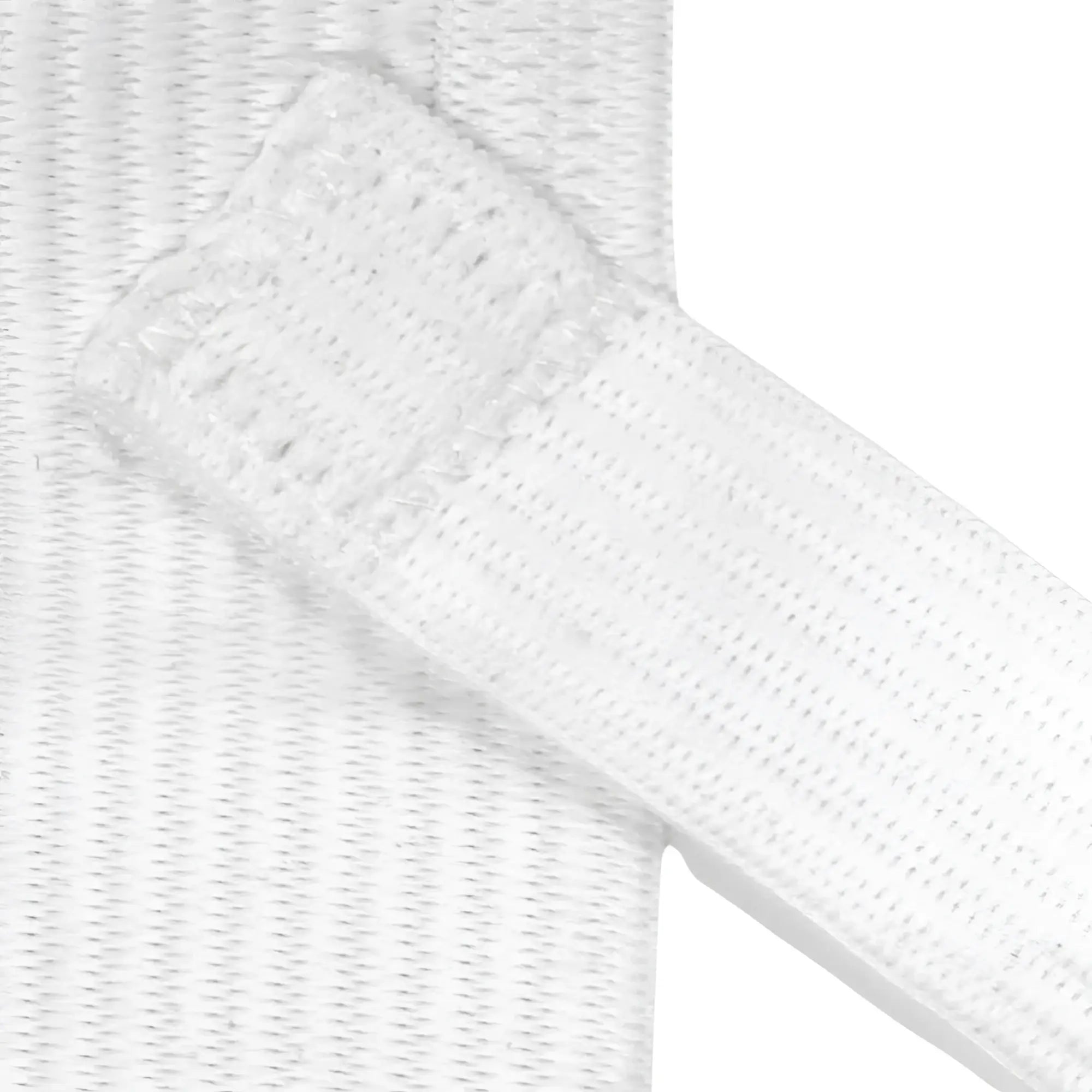 White elastic strap with woven texture and reinforced edge on big mans athletic supporter jockstrap