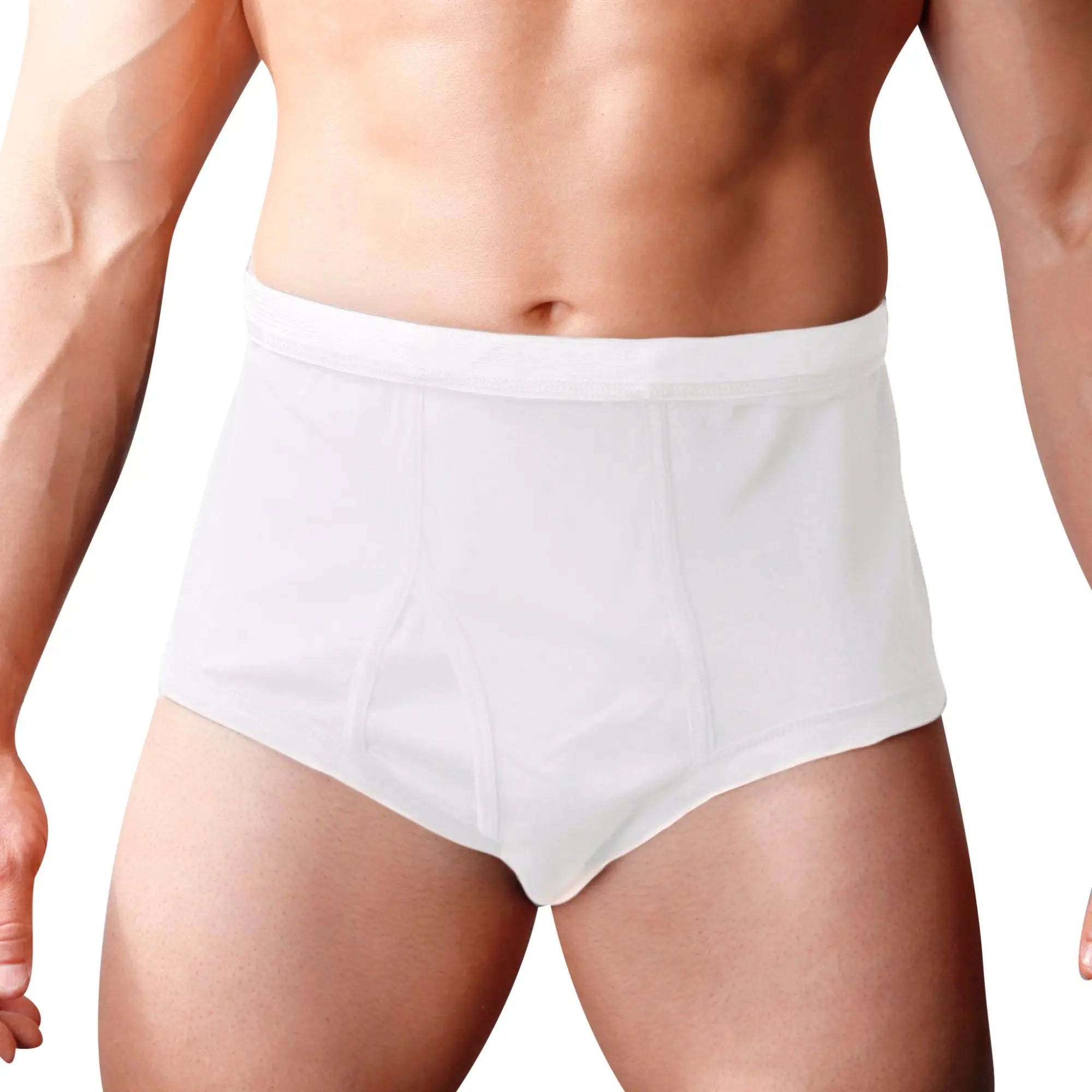 White cotton briefs with a clean classic design big mans cotton brief 2 pack front view