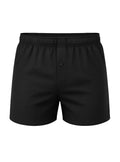 Black cotton knit boxer shorts with button closure and elastic waistband big mans 2 pack