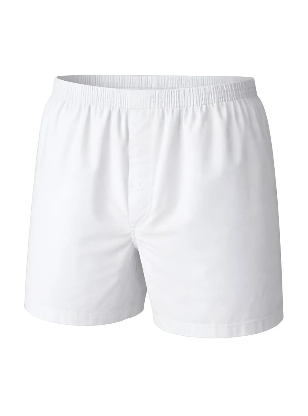 White cotton big mans woven boxer shorts with elastic waistband made from broadcloth 2 pack