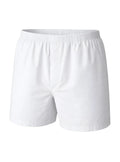 White cotton big mans woven boxer shorts with elastic waistband made from broadcloth 2 pack