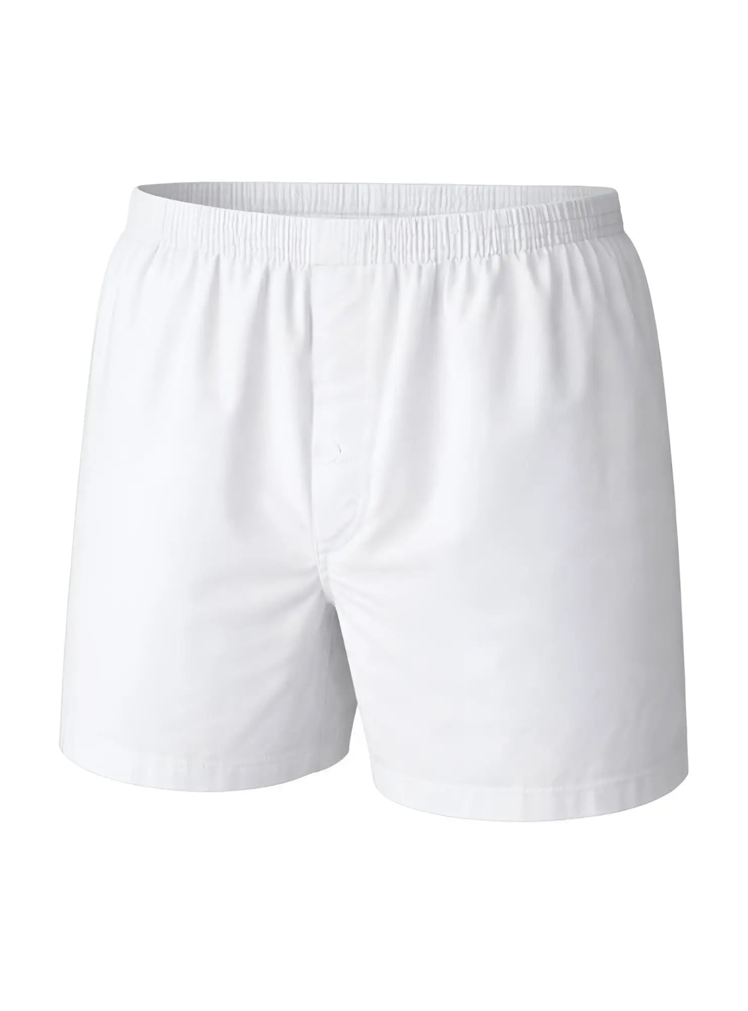 White cotton big mans woven boxer shorts with elastic waistband made from broadcloth 2 pack