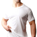 White cotton crew neck t-shirt with short sleeves from big and tall mans 2-pack for comfortable casual wear