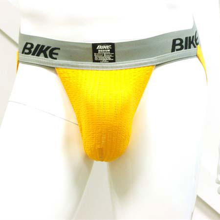 Ropa interior tipo suspensorio de algodón de 2 pulgadas para ciclismo, color amarillo y gris, BASP17, talla XL