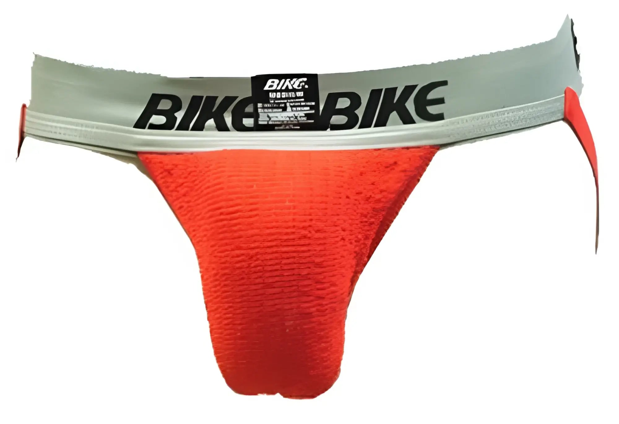 Bright orange textured cotton bike 2 inch performance supporter jock strap with gray bike bike waistband size l