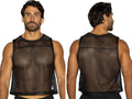 Black mesh tank top with round neckline and reinforced trim from bike athletic bam135 sleeveless practice jersey