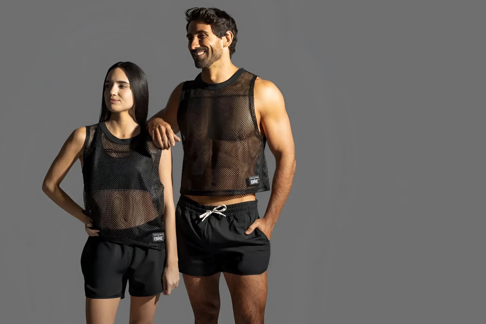 Black bike athletic bam135 sleeveless mesh practice jersey with breathable sheer fabric and subtle lower hem branding