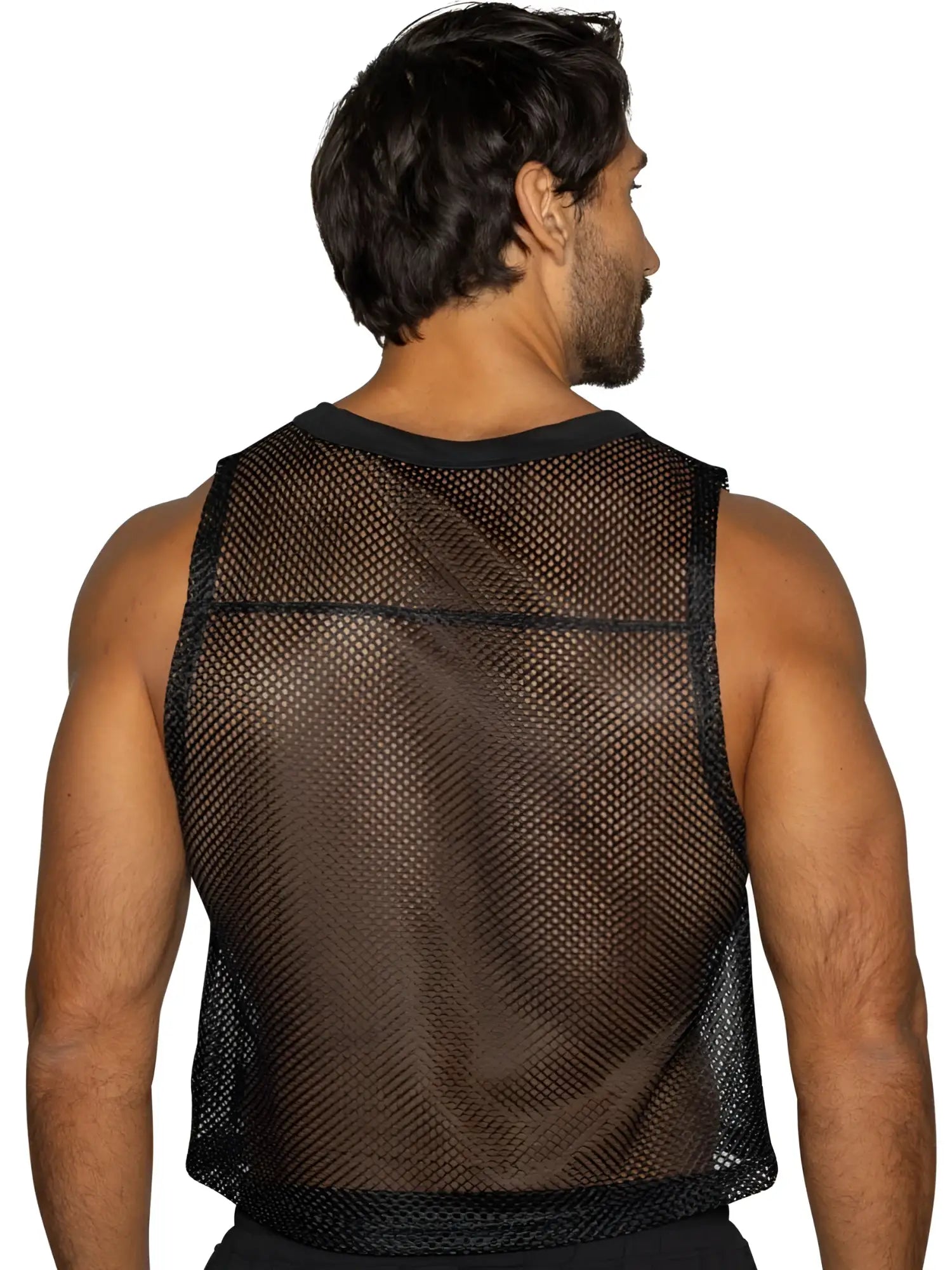 Bike athletic bam135 black sleeveless mesh tank top with solid trim for athletic practice and training