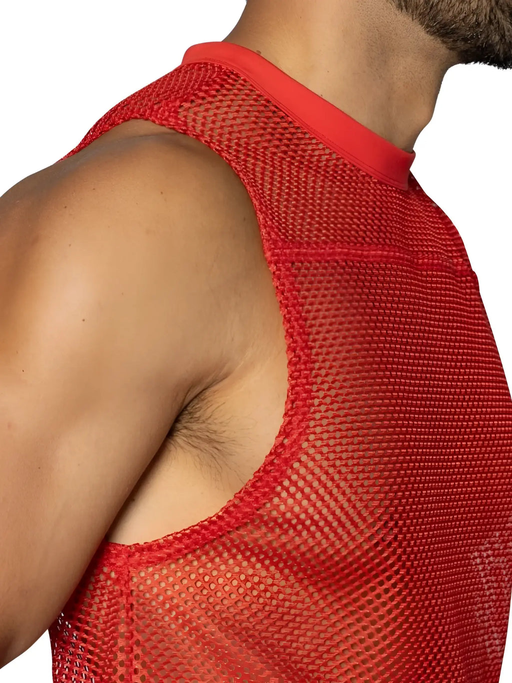Bike athletic bam135 sleeveless practice jersey in red mesh with solid red ribbed neckline for sports use