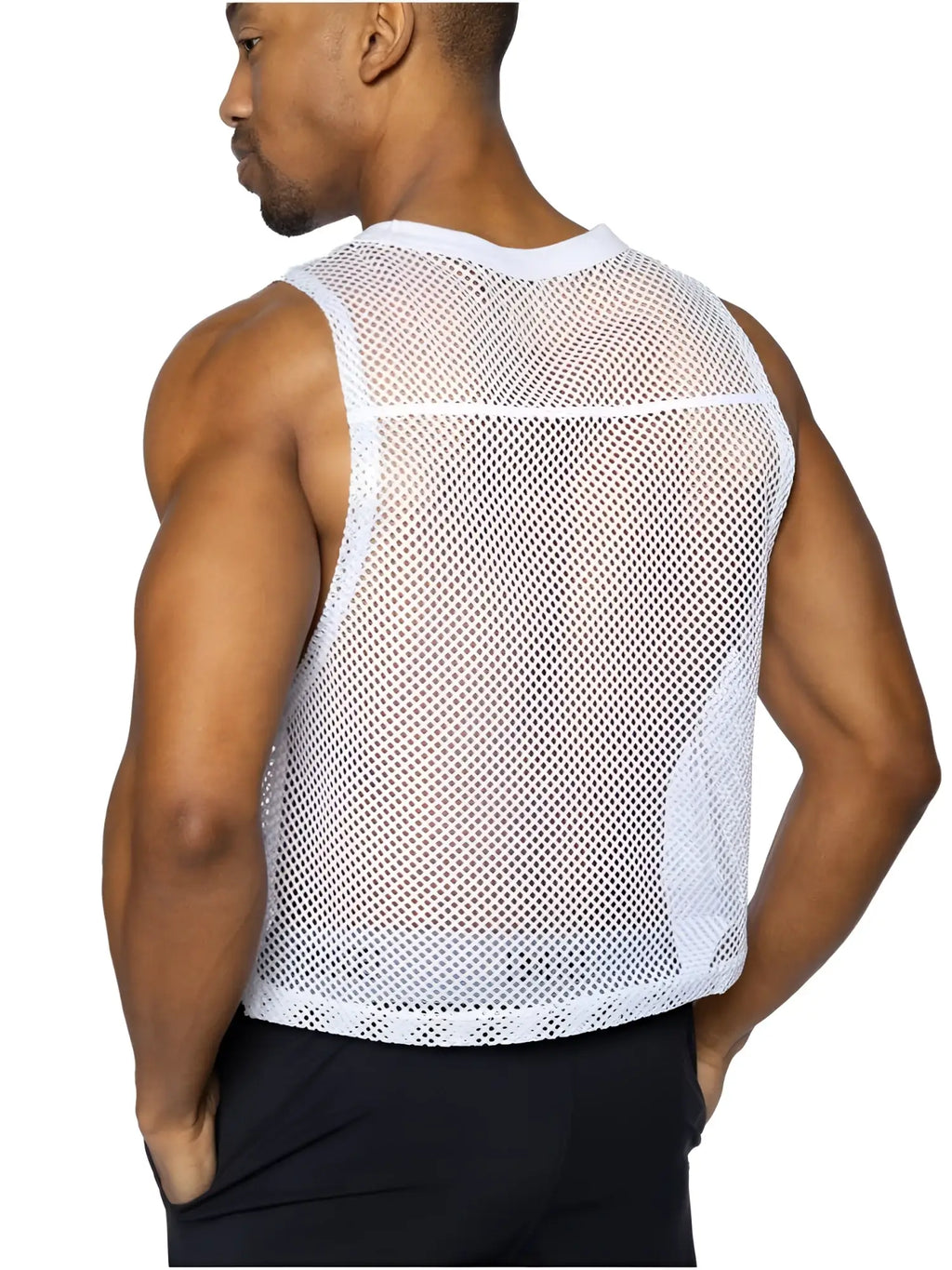 Bike athletic bam135 sleeveless practice jersey in white mesh with fitted sleeveless design and reinforced shoulder seams