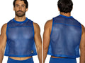 Bike athletic bam135 sleeveless practice jersey in vibrant royal blue mesh with solid ribbed neckline and hem