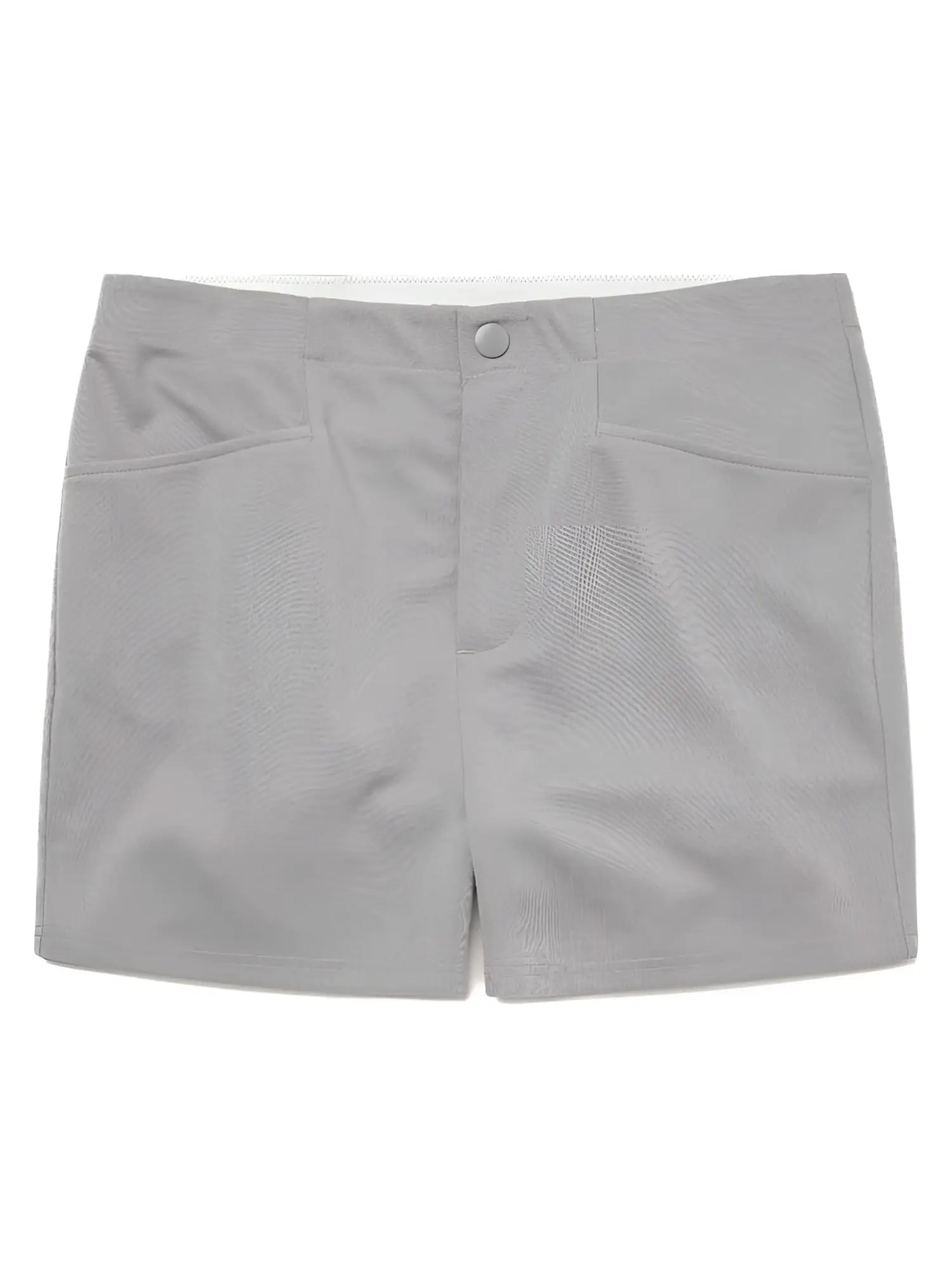 Light gray bike athletic bam207 tailored shorts with subtle textured fabric and two front pockets 5 inch inseam