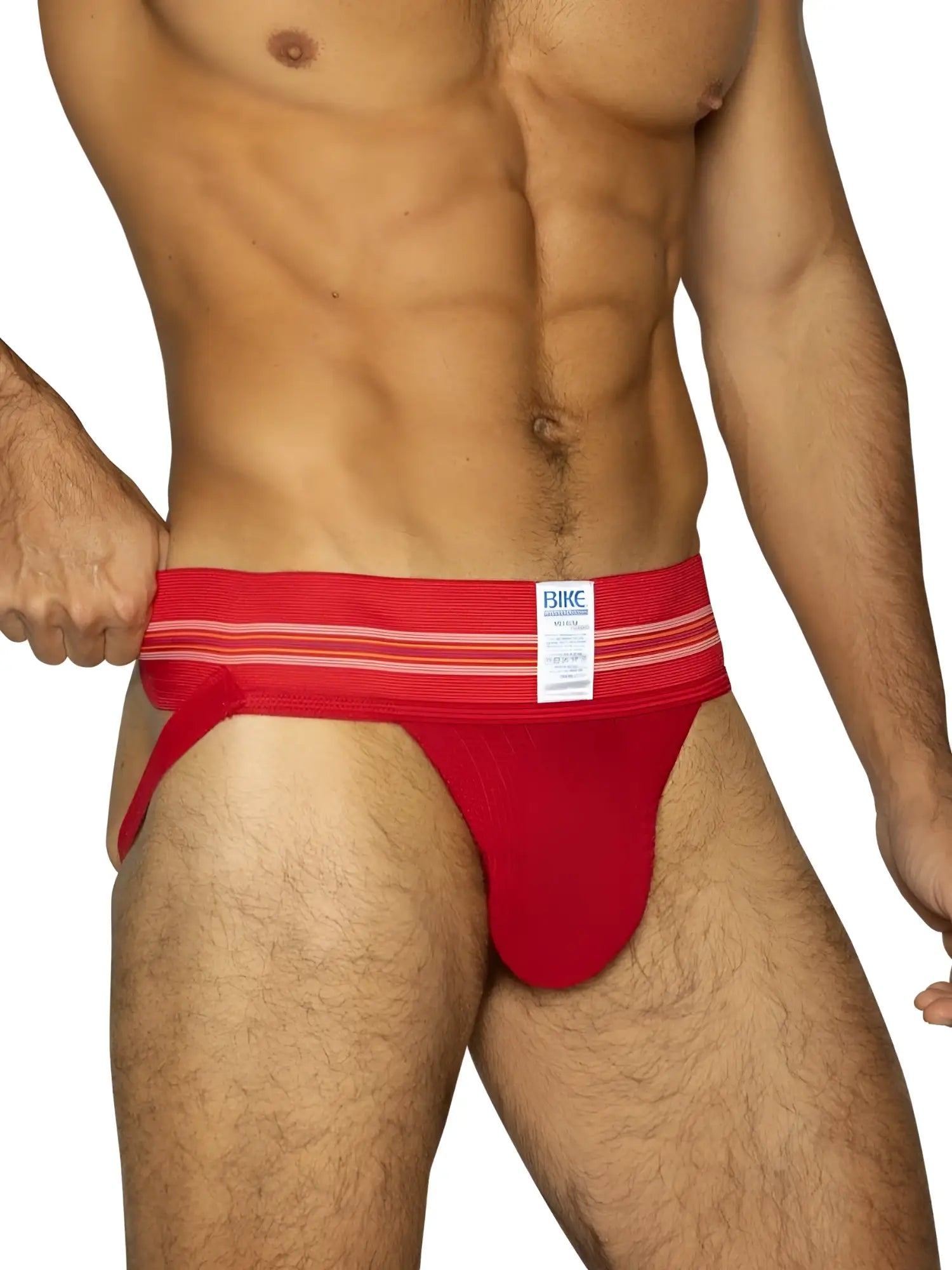 Red bike athletic BAS306 original number 10 jockstrap briefs with striped waistband and white bike label