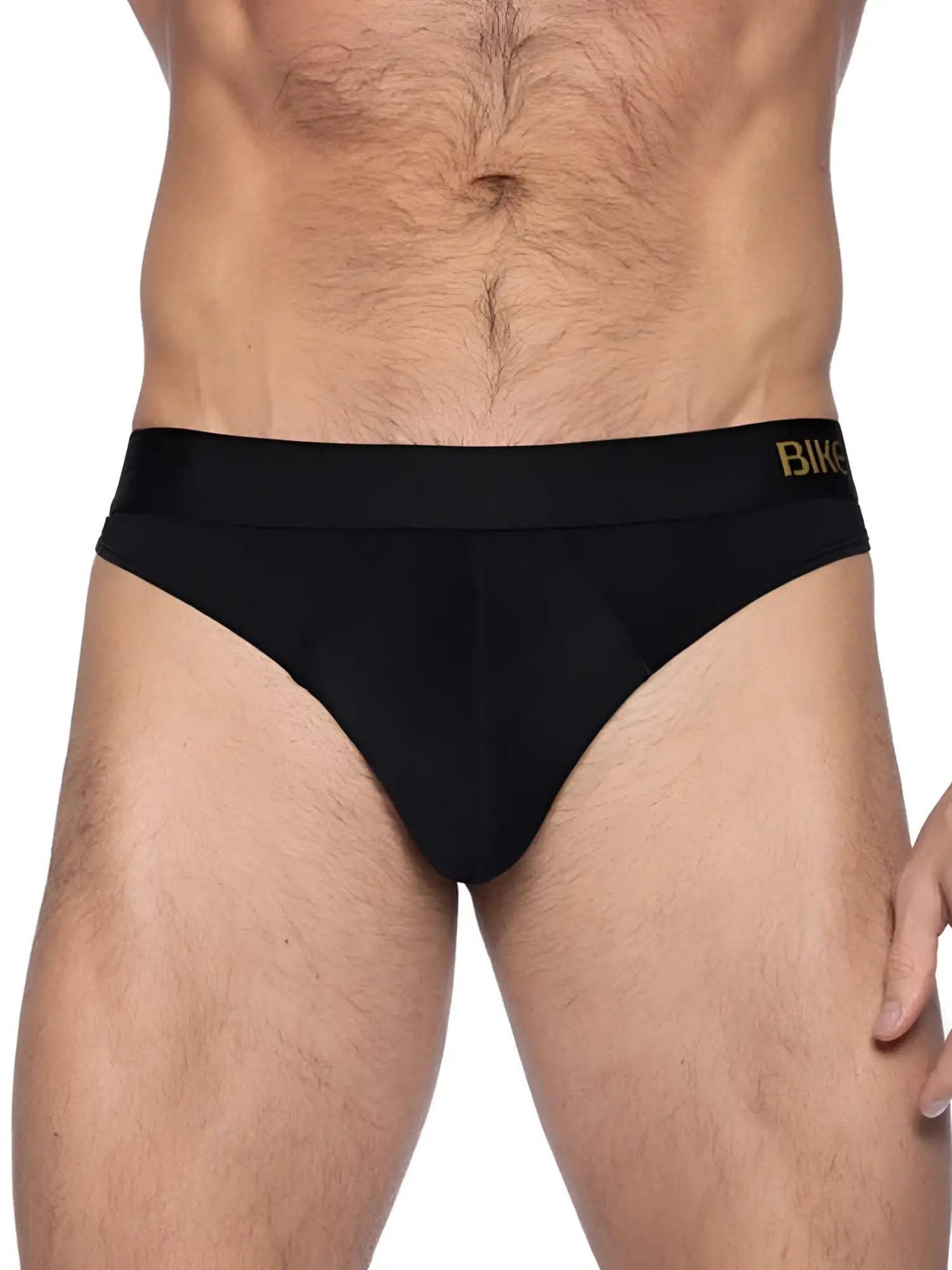 Black bike athletic bas319 men’s briefs with gold bike logo waistband designed for active use