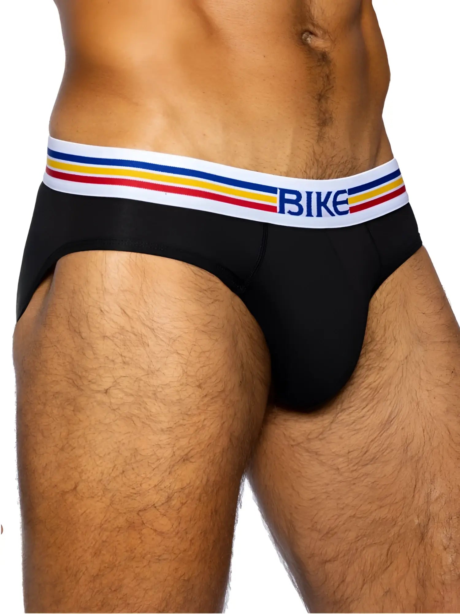 Black bike athletic bas327 stretch cotton briefs with white waistband and colorful stripes for comfort and style