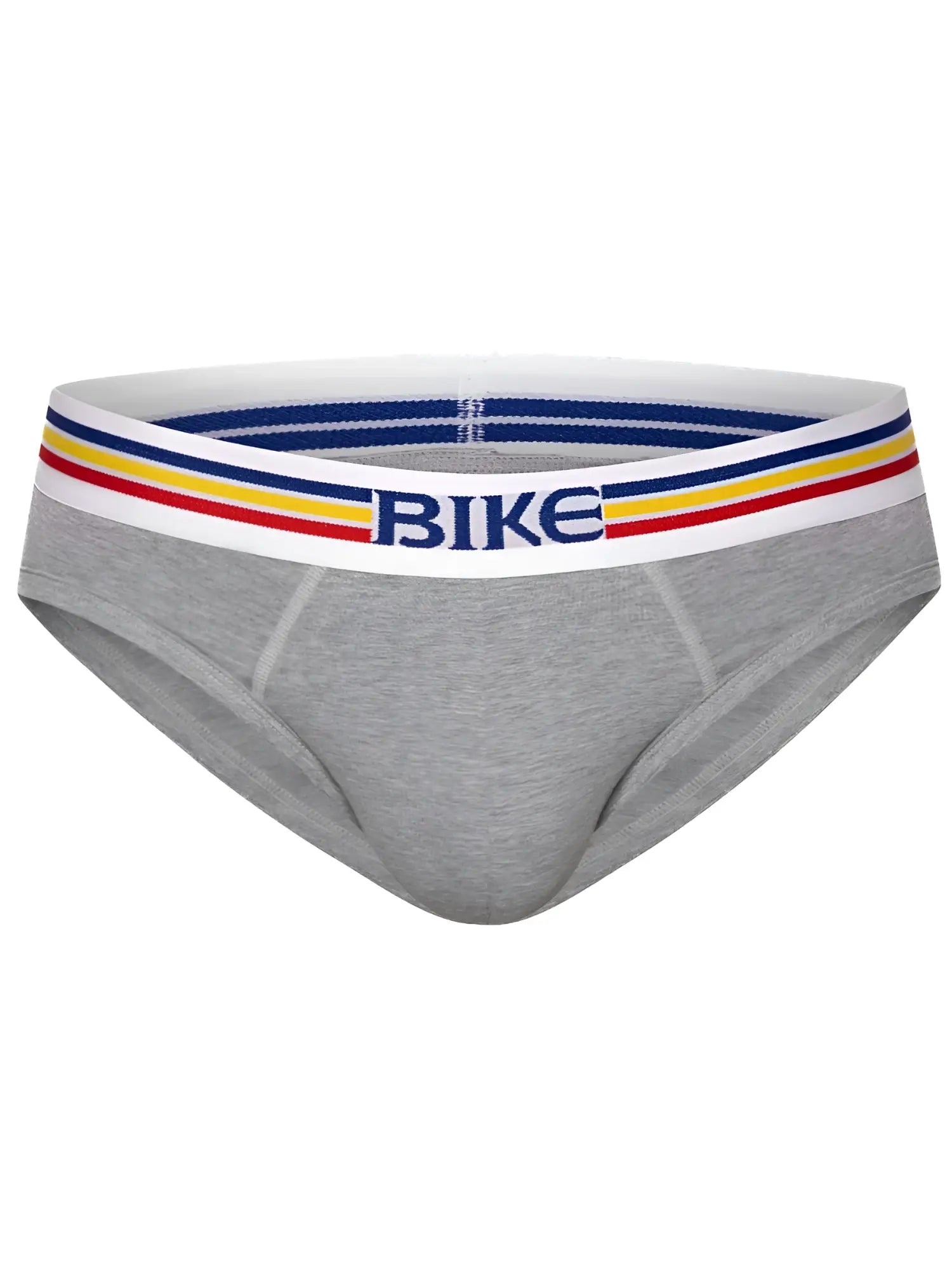 Gray heathered bike athletic bas327 stretch cotton men’s briefs with striped white waistband and bike lettering