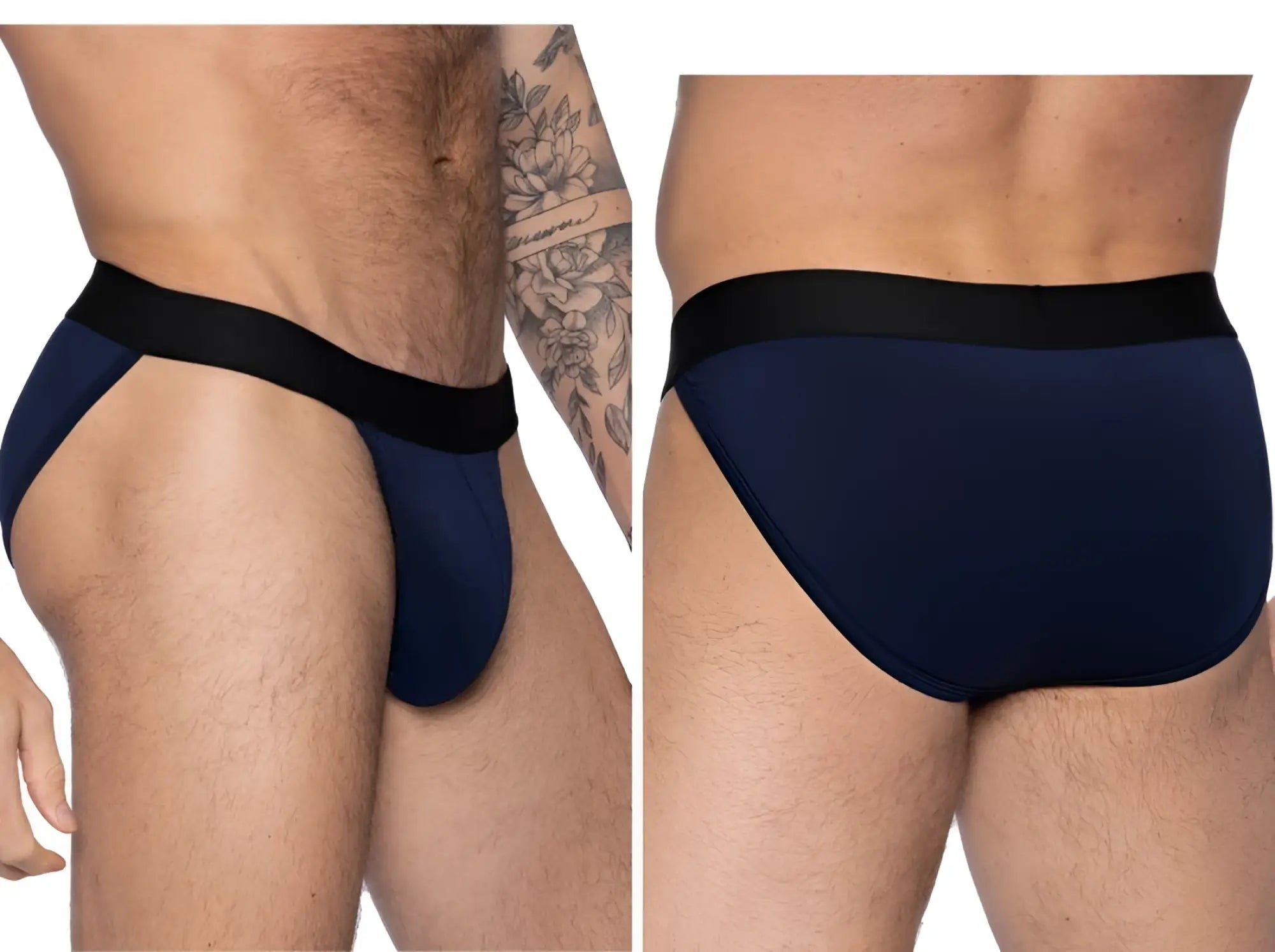 Navy blue bike athletic bas331 active jock briefs with black elastic waistband for sports and active use