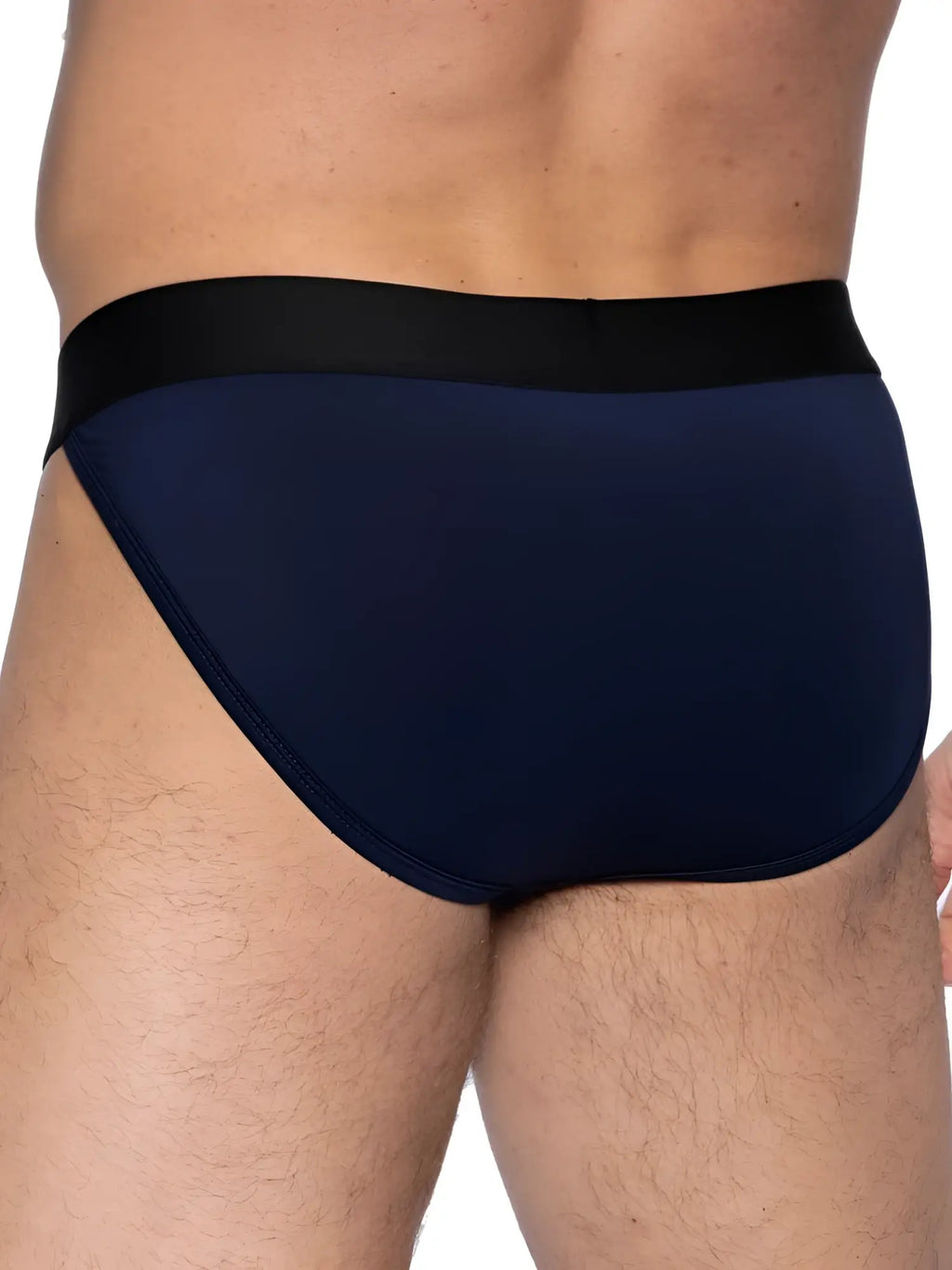 Navy blue BIKE Athletic BAS331 active jock briefs with black elastic waistband designed for athletic support