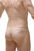 Beige mesh bikini capri durtol nude briefs with delicate breathable design