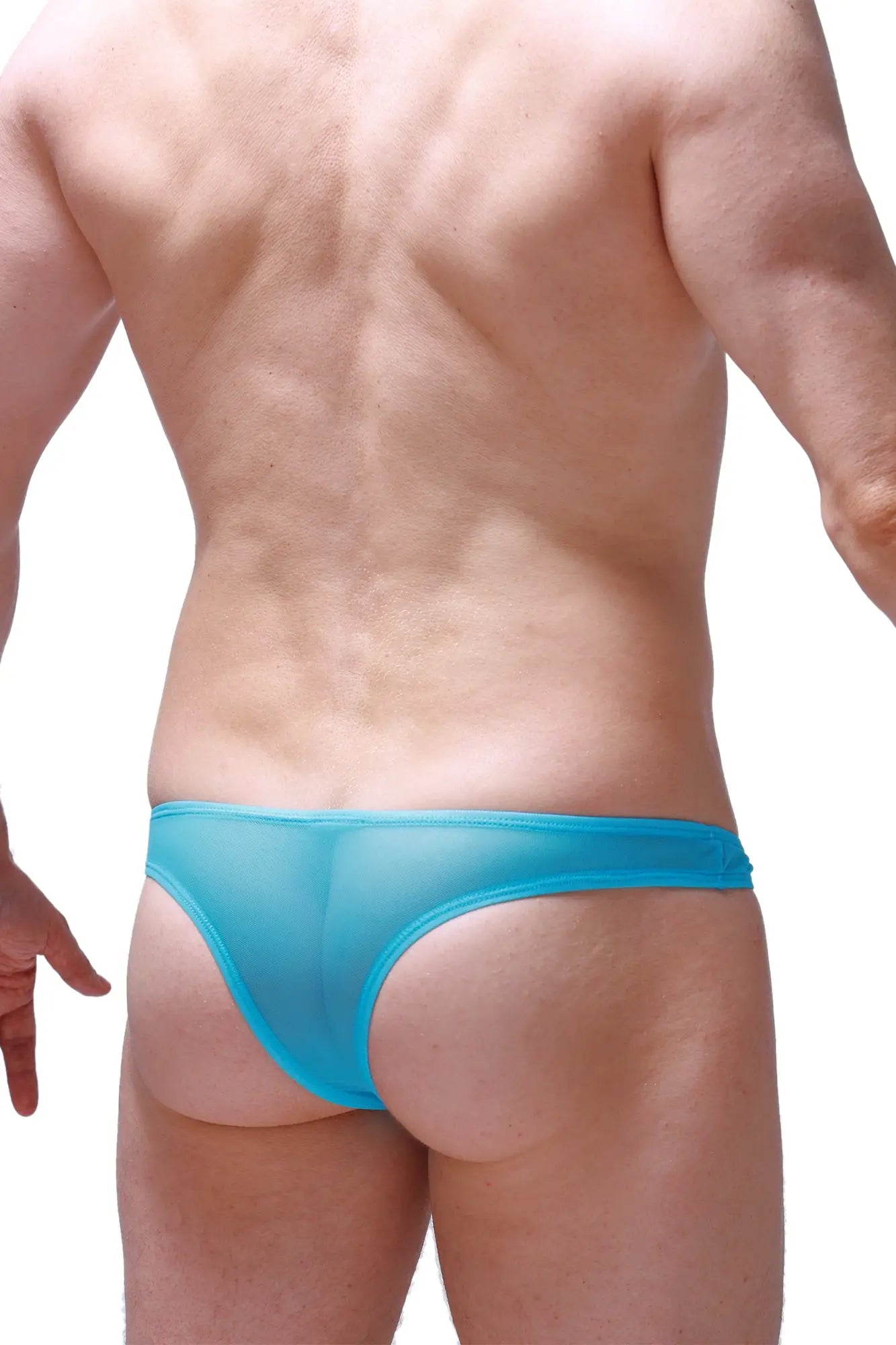 Translucent turquoise thong bikini capri net maya blue with smooth form fitting design