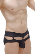 Black sheer mesh briefs bikini carlat net black with central pouch and cut-out design for stylish lingerie look