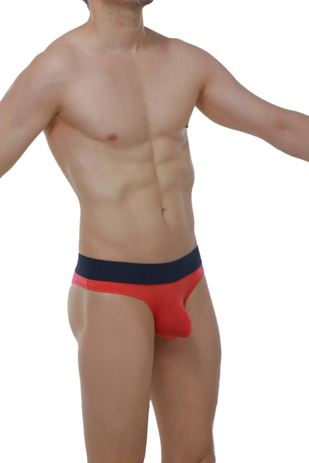 Red and navy blue snug fit athletic briefs bikini chisa plum crimson designed for active wear
