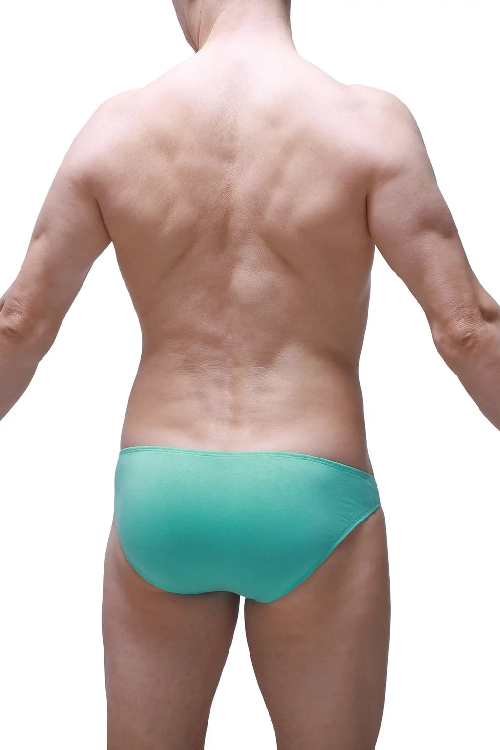 Teal-colored bikini colline bamboo green briefs with smooth, form-fitting fabric design front view