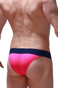Bright pink mesh bikini briefs coren bee pink with navy blue waistband perfect for everyday wear