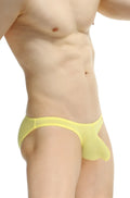 Yellow sheer mesh briefs from bikini dome plum yellow featuring lightweight breathable fabric for everyday wear