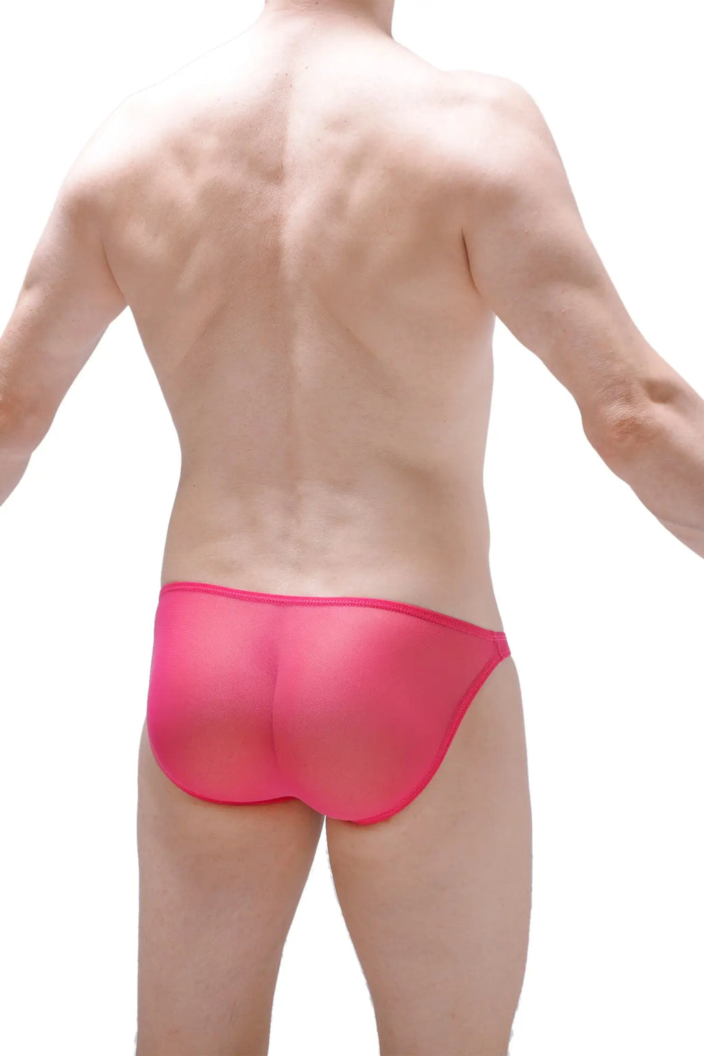 Fuchsia translucent mesh bikini briefs dumbo net style showcasing breathable lightweight fabric