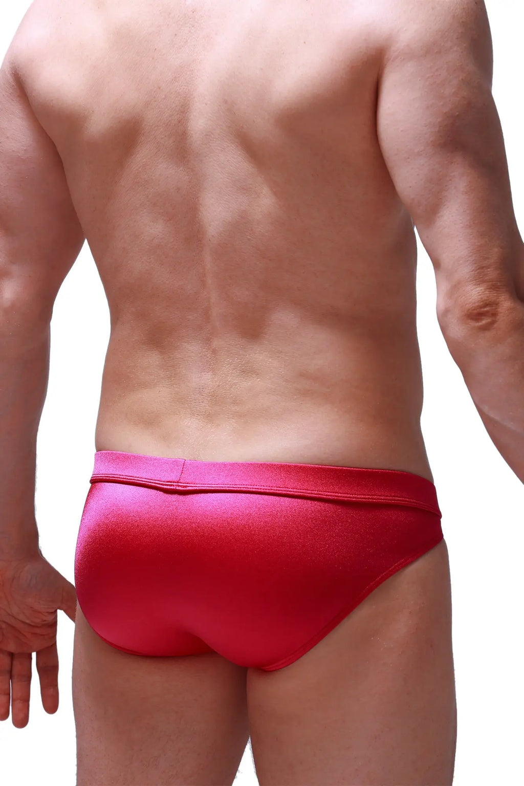 Bikini marlan joe framboise bright red shiny fabric briefs with a snug fit and elastic waistband