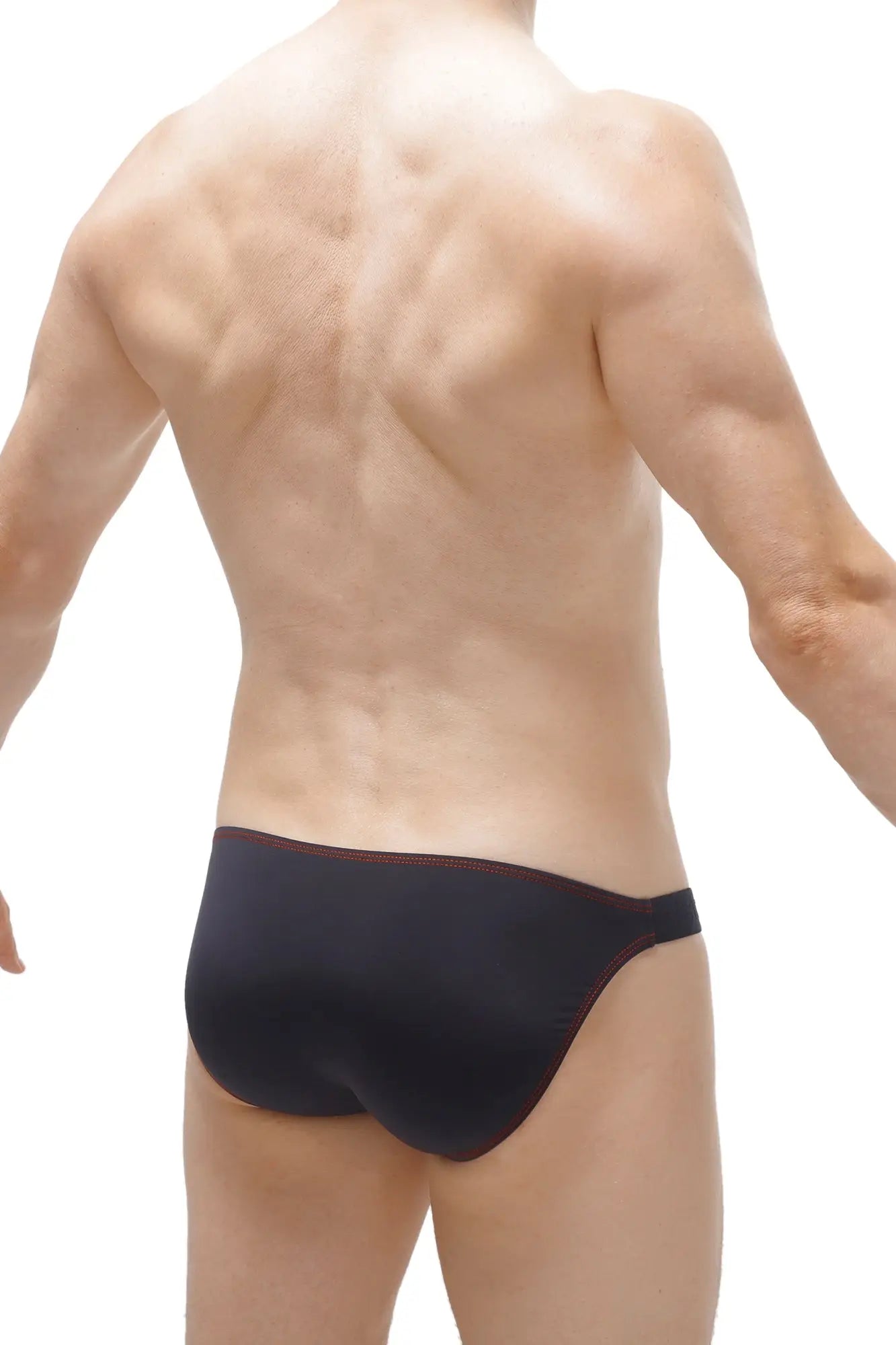 Black briefs bikini mothern black with subtle red trim along the waistband in soft breathable fabric